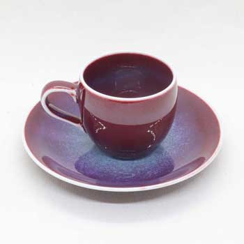 肥前陶磁器専門のオンラインショップ陶樹庵 辰砂丸形コーヒー碗皿