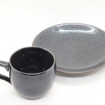 肥前陶磁器専門のオンラインショップ陶樹庵 油滴天目丸形コーヒー碗皿