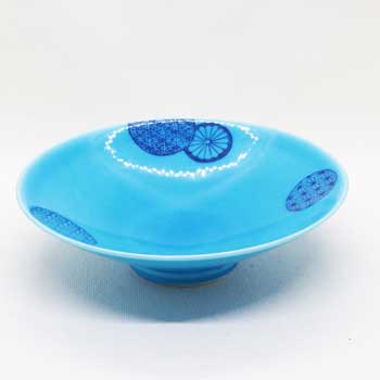 肥前陶磁器専門のオンラインショップ陶樹庵 錦丸紋ブルー交趾五寸鉢